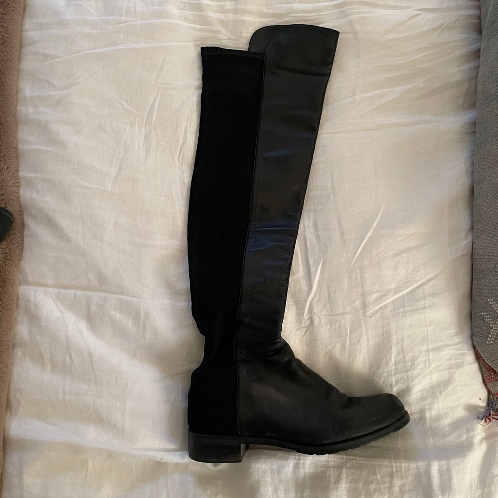Stuart Weitzman Black Leather Over the Knee Boots - Picture 3 of 6